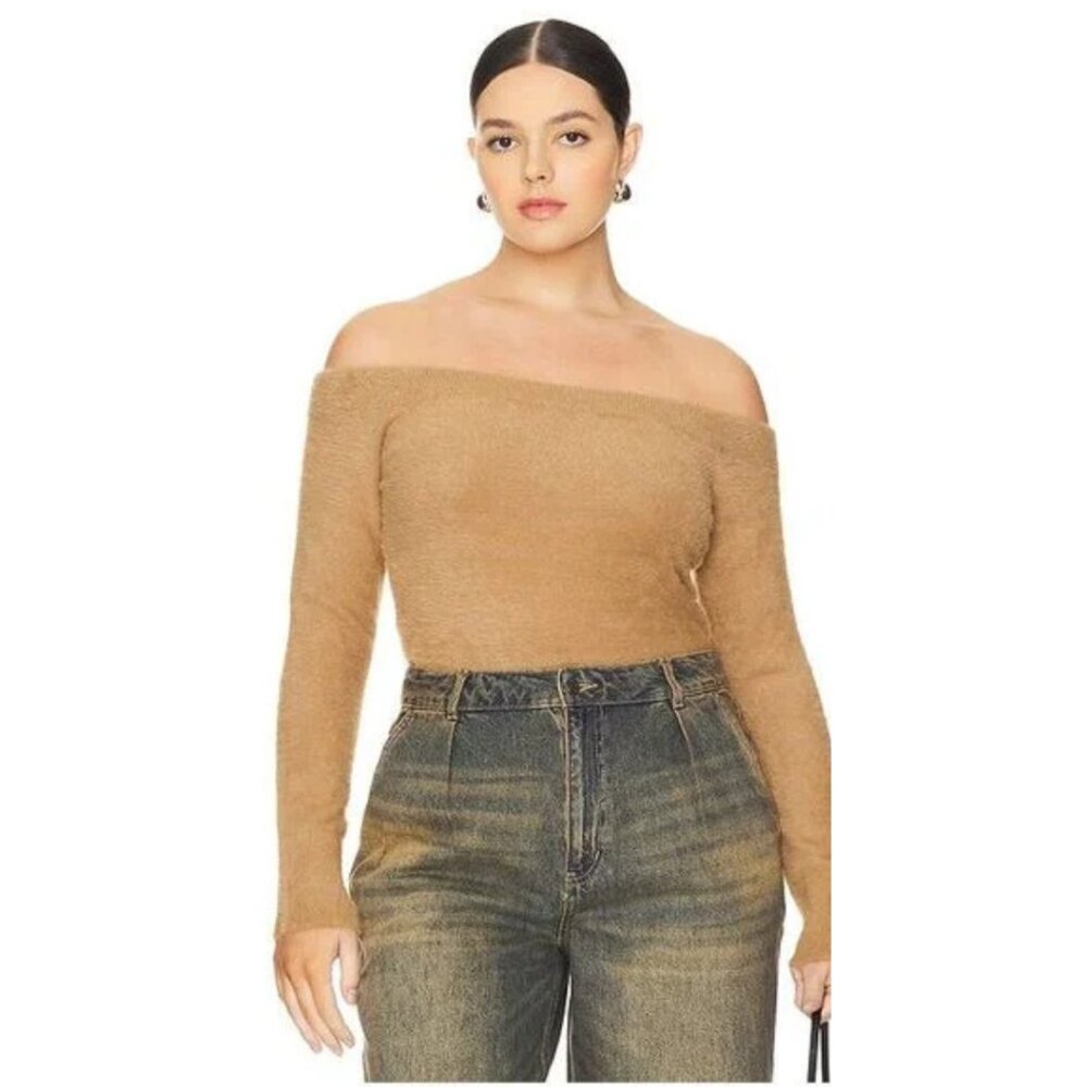 GOOD AMERICAN Plush Off Shoulder Sweater Black - Size 3XL - NWT